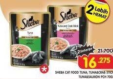 Promo Harga SHEBA Cat Food Tuna Salmon, Tuna Crab Stick, Melty Tuna Mix 48 gr - Superindo