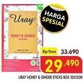 Promo Harga URAY Honey & Ginger Stick per 10 sachet 12 ml - Superindo