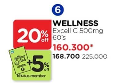 Promo Harga Wellness Excell C 500mg 60 pcs - Watsons