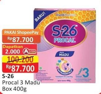 Promo Harga S26 Procal Susu Pertumbuhan Madu 400 gr - Alfamart