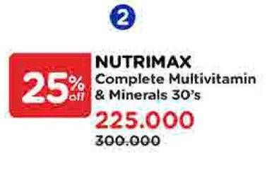 Promo Harga Nutrimax Complete Multivitamins & Minerals 30 pcs - Watsons