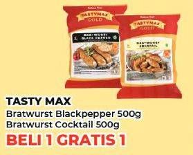 Promo Harga Tastymax Bratwurst Blackpapper, Cocktail 500 gr - Yogya