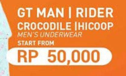 Promo Harga GT Man/Rider/Crocodile/Hicoop Mens Underwear  - Carrefour