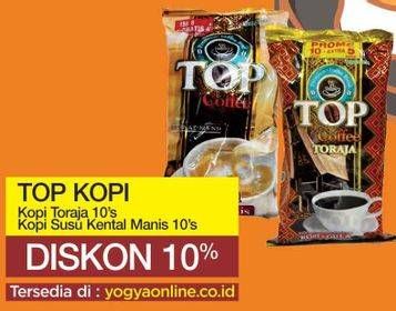 Promo Harga Top Coffee Kopi Kopi Toraja, Kopi Susu Kental Manis 10 pcs - Yogya