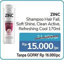 Promo Harga ZINC Shampoo Hair Fall, Soft Shine, Clean Active, Refreshing Cool 170 ml - Alfamidi