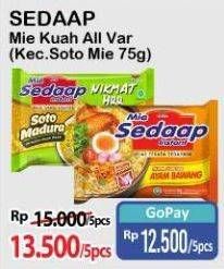 Promo Harga Sedaap Mie Kuah Kecuali Soto per 5 pcs 75 gr - Alfamart