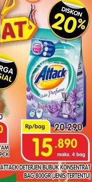 Promo Harga ATTACK Detergent Powder Konsentrat, Jenis Tertentu 800 gr - Superindo