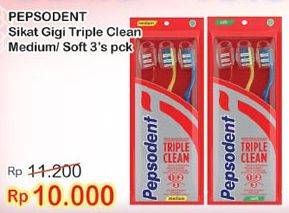 Promo Harga PEPSODENT Sikat Gigi Triple Clean Medium, Soft 3 pcs - Indomaret