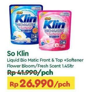 Promo Harga So Klin Biomatic Liquid Detergent +Softener Front Top Load Flower Bloom, +Softener Front Top Load Fresh Scent 1600 ml - TIP TOP