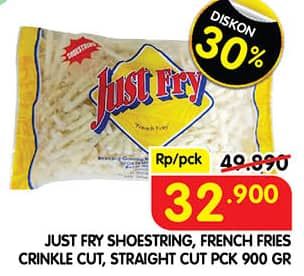 Promo Harga Just Fry French Fries Shoestrings, Crinckle, Straight Cut 900 gr - Superindo