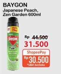 Promo Harga Baygon Insektisida Spray Japanese Peach, Zen Garden 600 ml - Alfamart