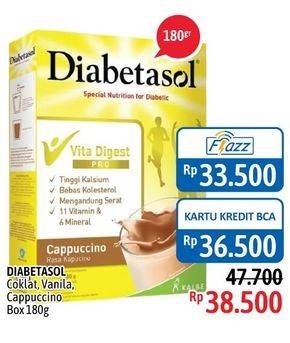 Promo Harga DIABETASOL Special Nutrition for Diabetic Chocolate, Vanilla, Cappuccino 180 gr - Alfamidi