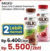 Promo Harga Milku Susu UHT Cokelat Premium, Stroberi 200 ml - Indomaret