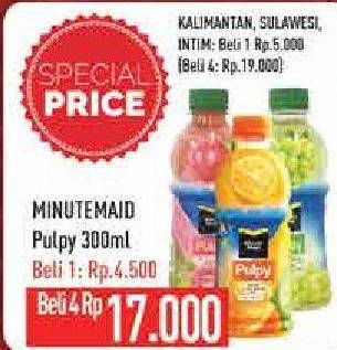 Promo Harga MINUTE MAID Juice Pulpy per 4 botol 300 ml - Hypermart