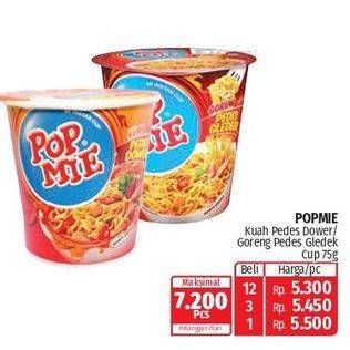 Promo Harga Indomie Pop Mie Instan Kuah Pedes Dower Ayam, Goreng Pedes Gledeek Ayam 75 gr - Lotte Grosir