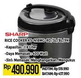 Promo Harga Sharp KS-N18MG | Rice Cooker 1.8ltr SL, BL, PK  - Hypermart