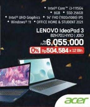 Promo Harga Lenovo Notebook Core I3 82H701HYID.K/GY  - LotteMart