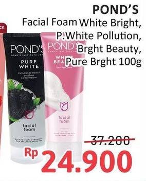 Promo Harga PONDS Facial Foam White Bright, Pure White Pollution, Bright Beauty, Pure Bright 100g  - Alfamidi