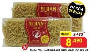 Promo Harga YI JIAN Mie Telor Kecil, Lebar 200 gr - Superindo