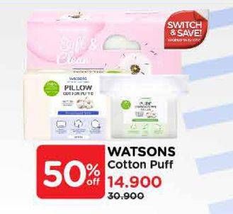 Promo Harga Watsons Pure Cotton Puff 25 pcs - Watsons
