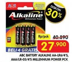 Promo Harga ABC Battery Alkaline LR6/AA, LR03/AAA 4 pcs - Superindo