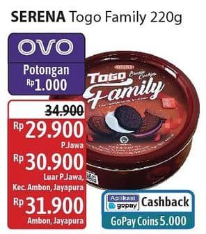 Promo Harga Serena Togo Biskuit Cokelat Family 220 gr - Alfamidi