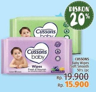 Promo Harga CUSSONS BABY Wipes Soft Smooth 50 pcs - LotteMart