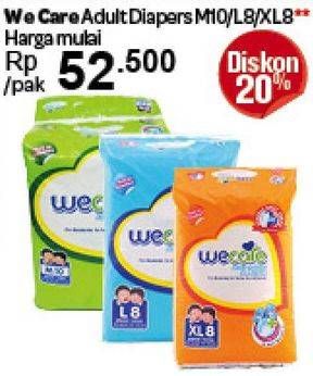 Promo Harga WE CARE Adult Diapers M10, L8, XL8  - Carrefour