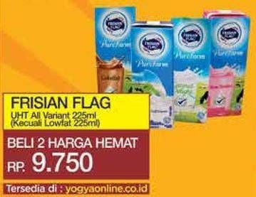 Promo Harga Frisian Flag Susu UHT Purefarm Kecuali Low Fat, Kecuali Low Fat Chocolate, Kecuali Low Fat French Vanilla, Kecuali Low Fat Strawberry 225 ml - Yogya