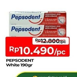 Promo Harga Pepsodent Pasta Gigi Pencegah Gigi Berlubang White 190 gr - TIP TOP