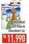 Promo Harga INDOMILK Susu UHT Plain, Coklat 1000 ml - Hypermart