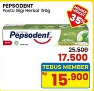 Promo Harga Pepsodent Pasta Gigi Complete 8 Actions Herbal 190 gr - Indomaret