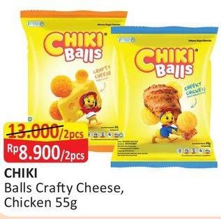 Promo Harga CHIKI BALLS Chicken Snack Crafty Cheese, Chicken per 2 pouch 55 gr - Alfamart