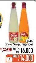 Promo Harga FREISS Syrup Squash Orange, Lychee 500 ml - Hypermart