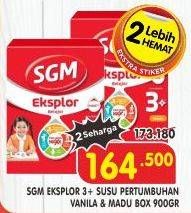 Promo Harga SGM Eksplor 3+ Susu Pertumbuhan Madu, Vanila 900 gr - Superindo