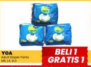 Promo Harga YOA Adult Diapers Pants L4, M5, XL3 3 pcs - Yogya