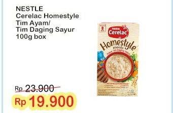 Promo Harga Nestle Cerelac Homestyle Bubur Tim Ayam Wortel, Daging Sayur 100 gr - Indomaret