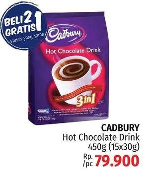 Promo Harga Cadbury Hot Chocolate Drink 3 in 1 per 15 sachet 30 gr - LotteMart