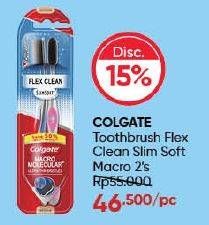 Promo Harga Colgate Toothbrush Flex Clean Slim Soft Macro 2 pcs - Guardian