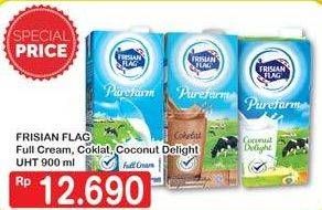 Promo Harga FRISIAN FLAG Susu UHT Purefarm Full Cream, Cokelat, Coconut Delight 900 ml - Hypermart