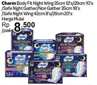 Promo Harga Charm Body Fit Night Wing 35 cm/29 cm/Safe Night Gather/Non Gather 35 cm/Safe Night Wing 42 cm/29 cm  - Carrefour