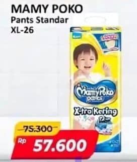 Promo Harga Mamy Poko Pants Xtra Kering XL26 26 pcs - Alfamart