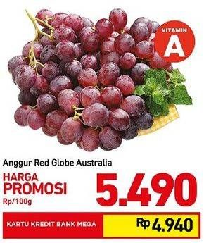 Promo Harga Anggur Red Globe Australia per 100 gr - Carrefour