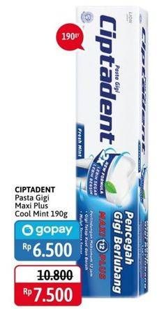 Promo Harga CIPTADENT Pasta Gigi Maxi 12 Plus Cool Mint 190 gr - Alfamidi