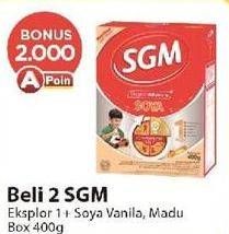 Promo Harga SGM Eksplor Soya 1-5 Susu Pertumbuhan Madu, Vanila 400 gr - Alfamart