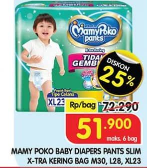 Promo Harga Mamy Poko Pants Xtra Kering Slim Tidak Gembung M30, L28, XL23 23 pcs - Superindo