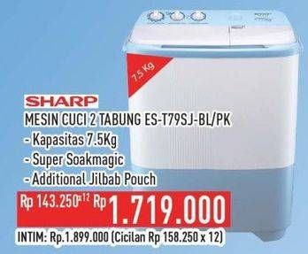 Promo Harga Sharp ES-T79SJ-BL/PK | Washing Machine Twin Tube 7.5kg  - Hypermart