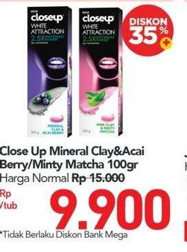 Promo Harga CLOSE UP Pasta Gigi White Attraction Pink Clay Minty Matcha, Mineral Clay Acai Berry 100 gr - Carrefour