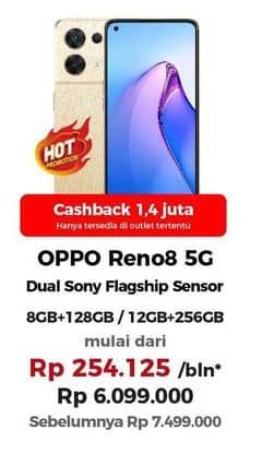 Promo Harga Oppo Reno8 5G 8GB + 256GB, Sunkissed Beige 12 GB + 256 GB  - Erafone