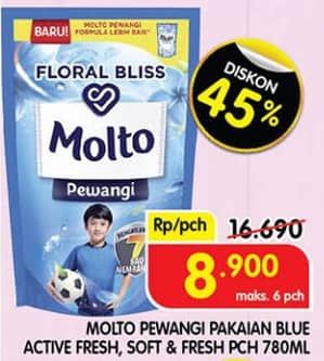 Promo Harga Molto Pewangi Active Fresh, Hijab Soft Fresh 780 ml - Superindo